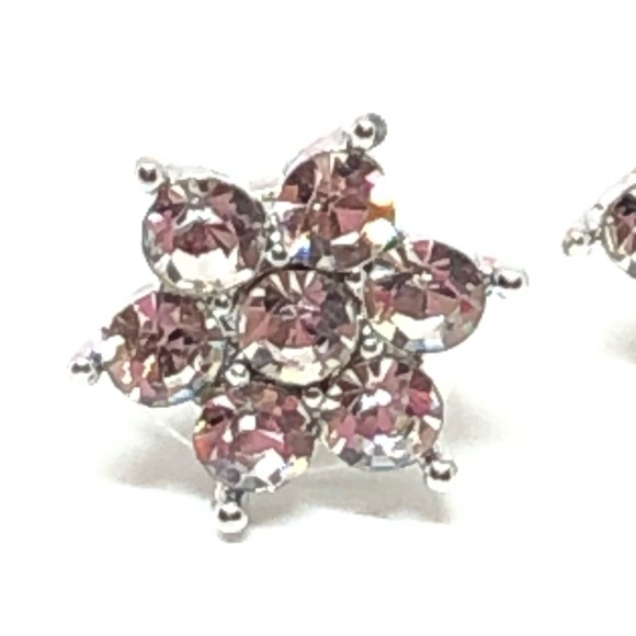 Silver Flower Earrings/Necklace CZ Set - Picture 8 of 11